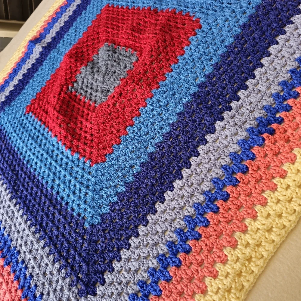 new never used Grandma‎ Square Crochet Throw Blanket hand made about 38x38